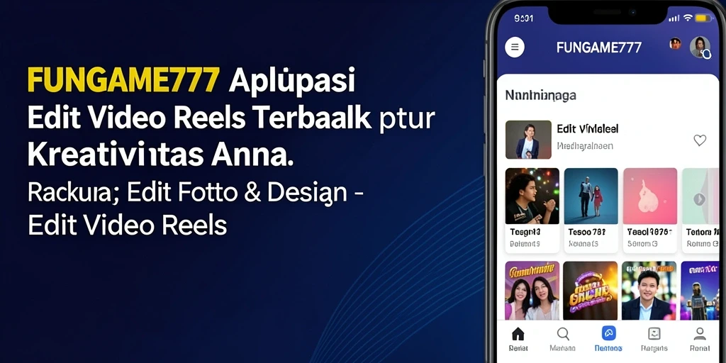 Tampilan antarmuka aplikasi FUNGAME777 dengan fitur pengeditan video Reels.