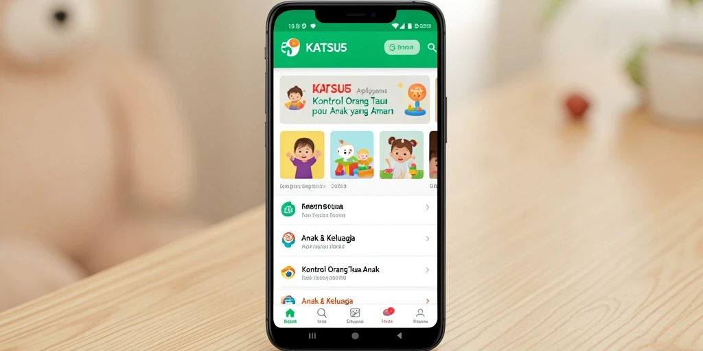 Tampilan antarmuka KATSU5 dengan fitur kontrol orang tua yang intuitif.