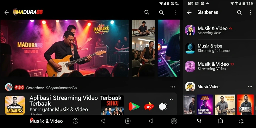 Tampilan antarmuka aplikasi MADURA88 untuk streaming video yang menarik.