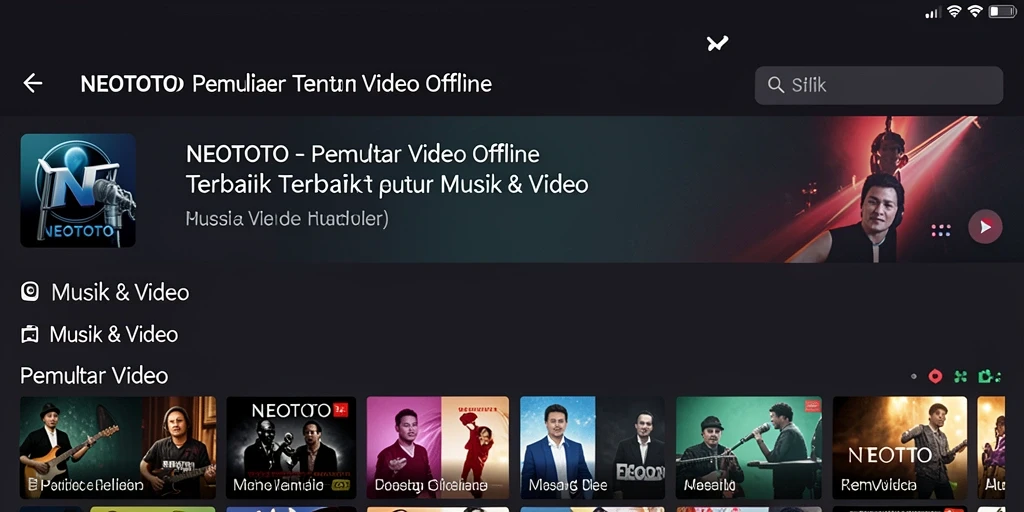 Antarmuka pemutar video offline NEOTOTO yang sederhana dan fungsional.