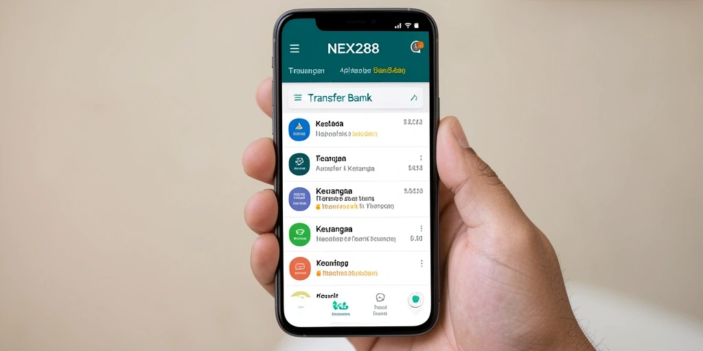 Tampilan antarmuka NEX288 untuk transfer bank yang mudah digunakan.
