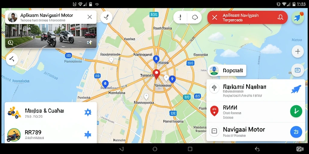 Antarmuka aplikasi Navigasi Motor yang intuitif dan informatif.