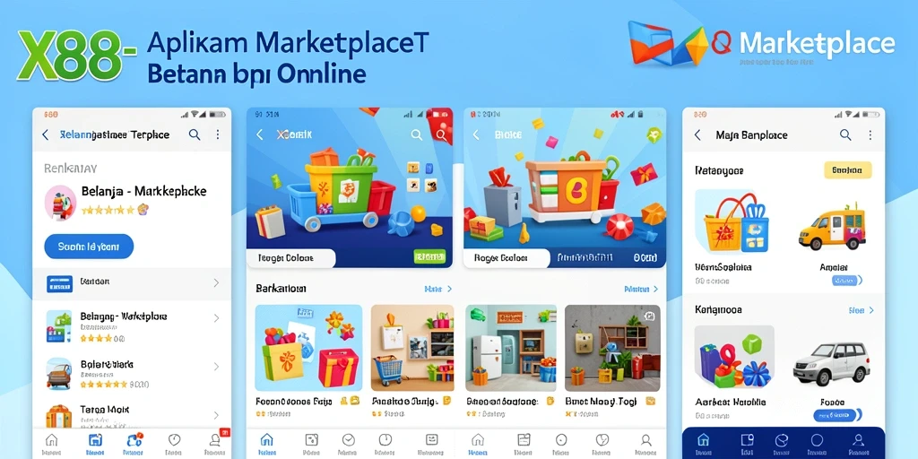 Tampilan antarmuka aplikasi X88 dengan fitur Marketplace yang user-friendly.